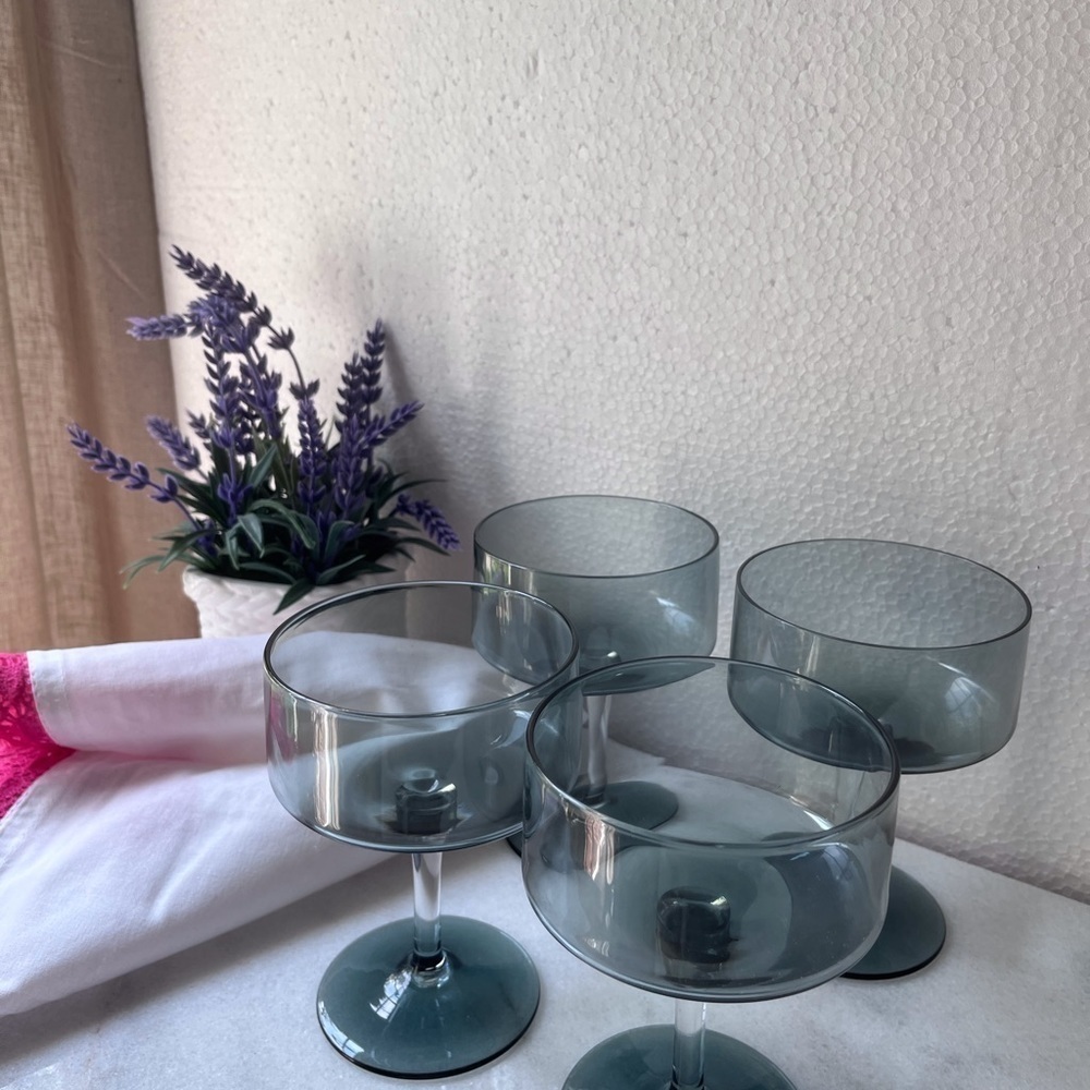 8 glasses MCM Lenox dust blue glasses set of 8 - Picture 2 of 12